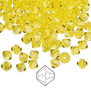 Bead 24pk citrine, Preciosa Czech crystal 5mm bicone