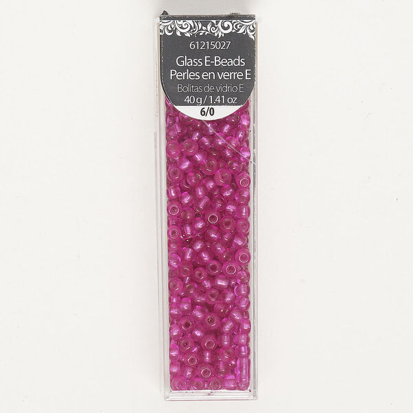 Seed bead glass 1pkg1, #6 round 40g, translucent magenta image number 0