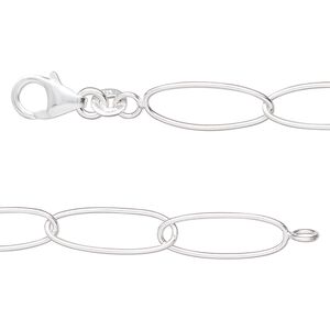 Sterling silver 1pkg1, oval chain 18 inch 8mm