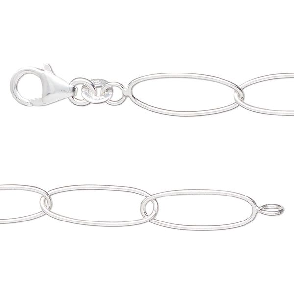 Sterling silver 1pkg1, oval chain 18 inch 8mm image number 0