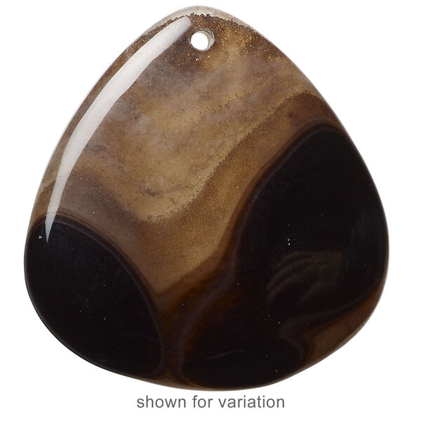 Black agate 1pkg1, rounded triangle focal 43x42x42mm image number 1