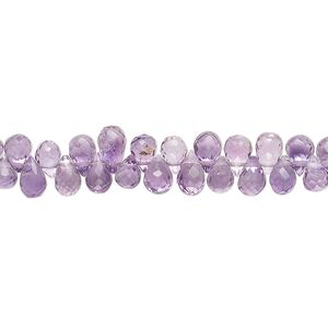 Amethyst 1pkg1, hand-cut top-drilled micro-faceted teardrop bead natural 8 inch 5x4mm-6x4mm