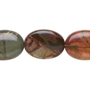 Red creek jasper 1pkg1, flat oval bead 15.5-16 inch 20x15mm