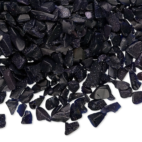 Inlay chip, blue goldstone (glass) (man-made), mini undrilled chip. Sold per 50-gram pkg. image number 0