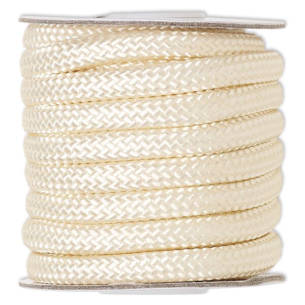 Cord, nylon, beige, 8mm braided. Sold per 15-foot spool. image number 0