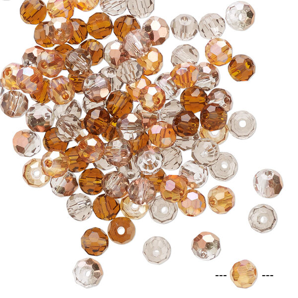 Bead mix 100pk 32 facets fall, Celestial Crystal® 4mm round image number 0