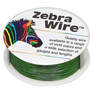 Wire, Zebra Wire™, color-coated copper, green, round, 26 gauge. Sold per 1/4 pound spool, approximately 115 yards.
