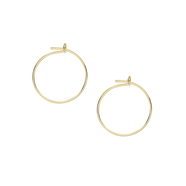 Hoop, gold-plated brass, 12mm round, 23 gauge. Sold per pkg of 5 pairs. image number 0