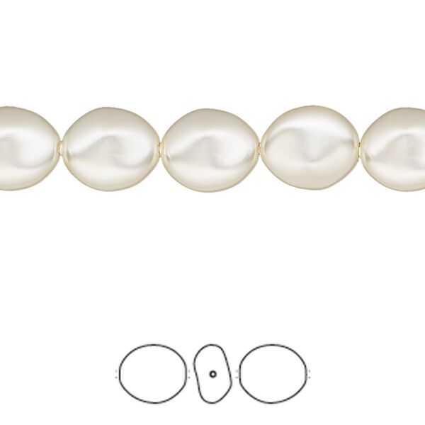 Pearl 250pk cream, Swarovski® 10x9mm baroque coin 5842 image number 0