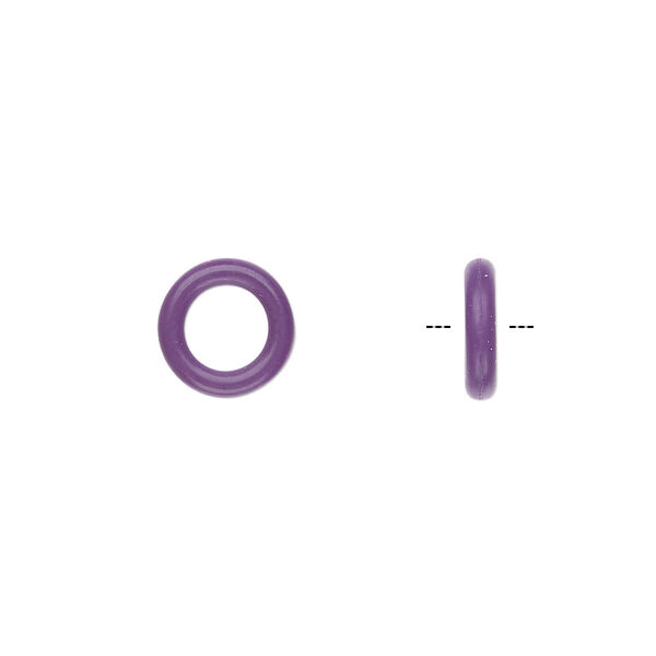 Component, Oh! Ring™, silicone, purple, 10mm round with 6mm hole. Sold per pkg of 300. image number 0