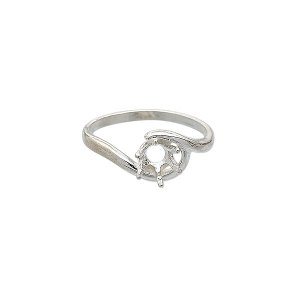 Ring, Sure-Set™, sterling silver, swirl band with 6mm 6-prong round setting, size 8. Sold individually. image number 0