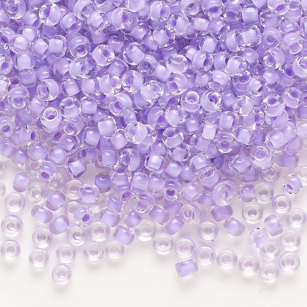 Seed bead, Dyna-Mites™, glass, translucent inside color lilac, #8 round. Sold per 40-gram pkg. image number 0