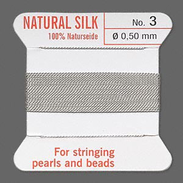 Thread, Griffin, silk, grey, size #3. Sold per 2-meter card (approximately 78 inches). image number 0