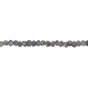 Iolite 1pkg1, hand-cut faceted rondelle bead 12 inch 2-3mm