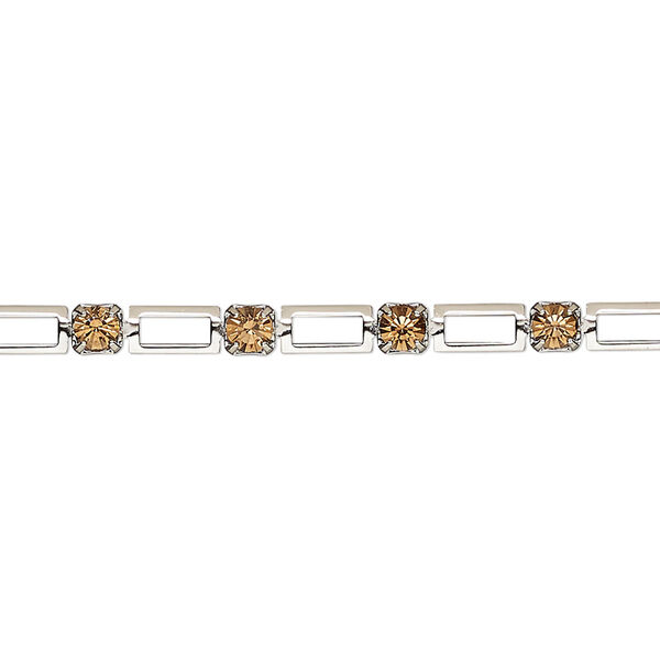 Cupchain, VINTAGE Crystal™, imitation rhodium-plated brass and crystal, light Colorado topaz, 3.3mm open rectangle. Sold per pkg of 1 meter. image number 0