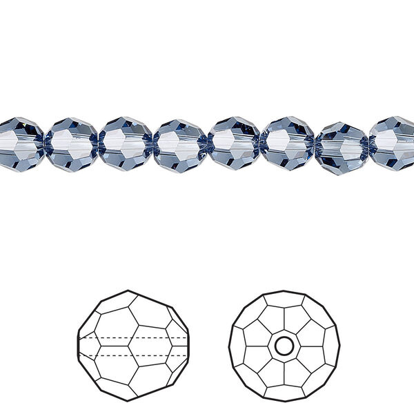 Bead 12pk denim blue, Crystal Passions® 6mm round 5000 image number 0