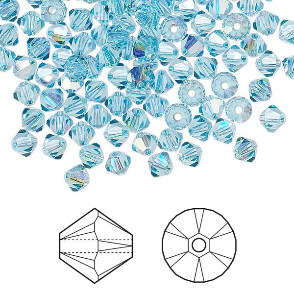 Bead 1440pk aquamarine AB, Swarovski® 4mm XILION bicone 5328 image number 0