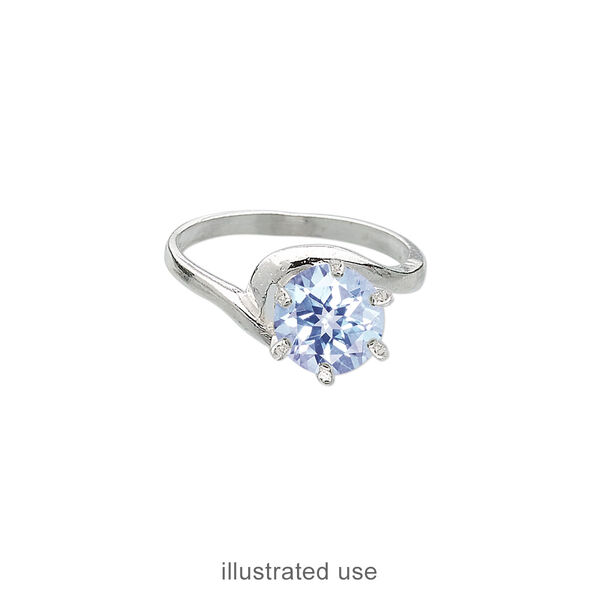 Ring, Sure-Set™, sterling silver, swirl band with 8mm 6-prong round setting, size 8. Sold individually. image number 1