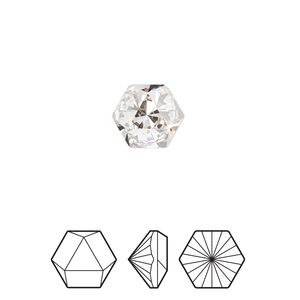 Fancy stone 2pk crystal foil back, Crystal Passions® 10.8x9.4mm prismatic hexagon 4699