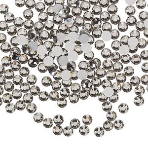 Flat back, Dance With Me™ crystal rhinestone, black diamond, foil back, 3-3.2mm rose, SS12. Sold per pkg of 144 (1 gross).