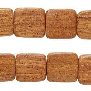 Bead, bayong wood (waxed), 14-15mm flat square. Sold per pkg of (2) 8-inch strands, approximately 25 beads.
