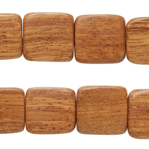 Bead, bayong wood (waxed), 14-15mm flat square. Sold per pkg of (2) 8-inch strands, approximately 25 beads. image number 0