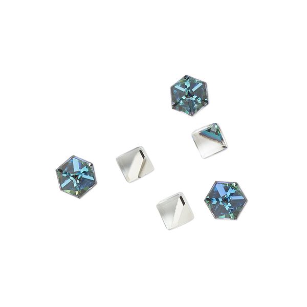 Flat back 6pk crystal Bermuda blue, Preciosa Czech crystal rhinestone 4mm cube image number 0
