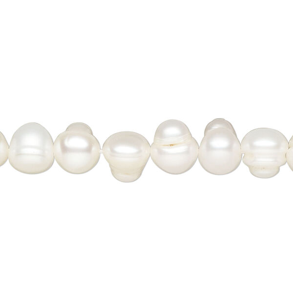 Pearl, cultured freshwater (bleached), white, 6-7mm potato, D grade, Mohs hardness 2-1/2 to 4. Sold per 15-1/2 to 16-inch strand. image number 0