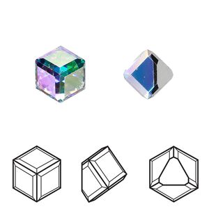 Fancy stone 2pk crystal AB CAL VZ, Crystal Passions® 8mm cube 4841