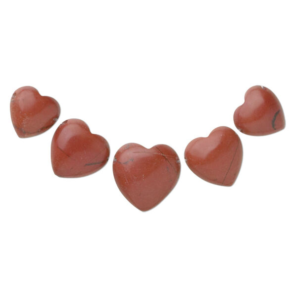 Bead, red jasper (natural), 12x12mm-16x16mm graduated heart fan, B grade, Mohs hardness 6-1/2 to 7. Sold per 5-piece set. image number 0