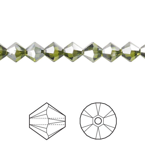 Bead 24pk olivine satin, Crystal Passions® 6mm bicone 5328 image number 0