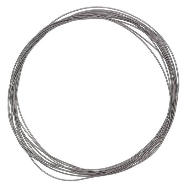 Necklace cord, steel, antique silver, 1.3mm coil, 18 inches with twist-in ends. Sold per pkg of 10. image number 0