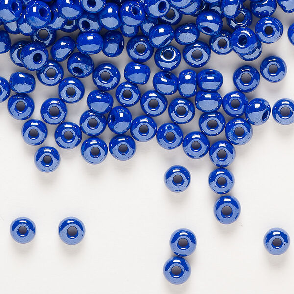 Seed bead, Preciosa Ornela Czech glass, pkg/500g, #6 rocaille, opaque luster blue, (38060). image number 0