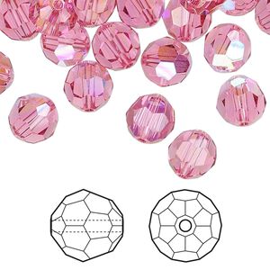 Bead 144pk rose AB, Crystal Passions® 8mm round 5000