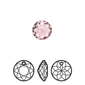 Drop 2pk light rose, Crystal Passions® 10mm pendant classic cut 6430