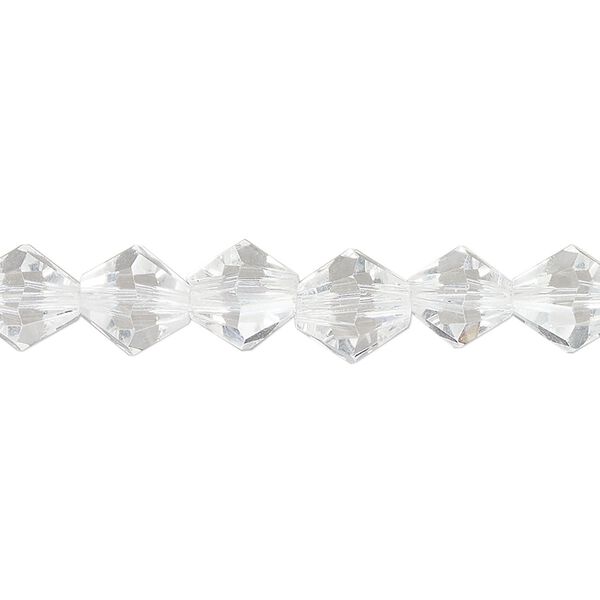 Bead, glass, clear, 8mm faceted bicone. Sold per 7-inch strand, approximately 25 beads. image number 0