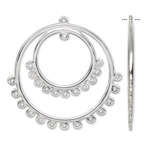 Focal, silver-plated brass, 30mm double hoop round with 25 loops. Sold per pkg of 4.