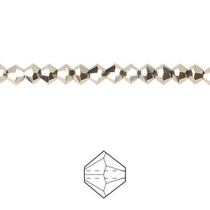 Bead 144pk opaque crystal aurum 2X, Celestial Crystal® 4mm bicone