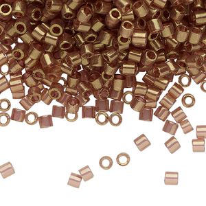 Seed bead, Delica®, glass, pkg/250g, #8 round, translucent gold luster light topaz (DBL-0115).