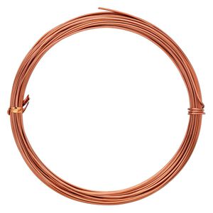 Wire, anodized aluminum, orange copper, 1.25mm round, 16 gauge. Sold per pkg of 45 feet.