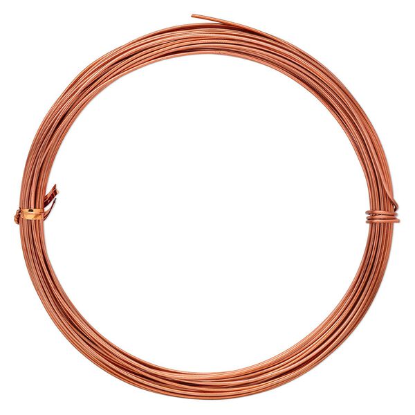 Wire, anodized aluminum, orange copper, 1.25mm round, 16 gauge. Sold per pkg of 45 feet. image number 0
