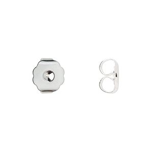 Earnut 1pkg500 silver-plated, 10x9mm scalloped round / monster, brass 250 pair