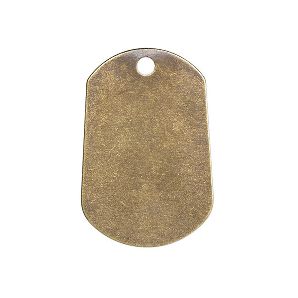 Drop, brass, 29x20mm double-sided blank dog tag, 26 gauge. Sold per pkg of 4. image number 0
