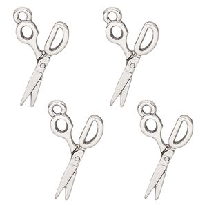 Charm, antique silver-finished "pewter" (zinc alloy), 20x18mm single-sided scissors. Sold per pkg of 4.
