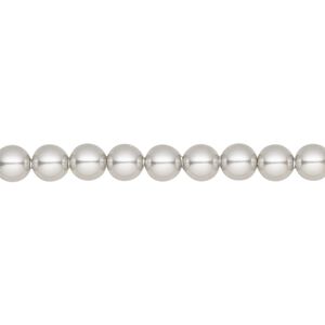 Pearl 100pk light grey, Crystal Passions® 5mm round 5810
