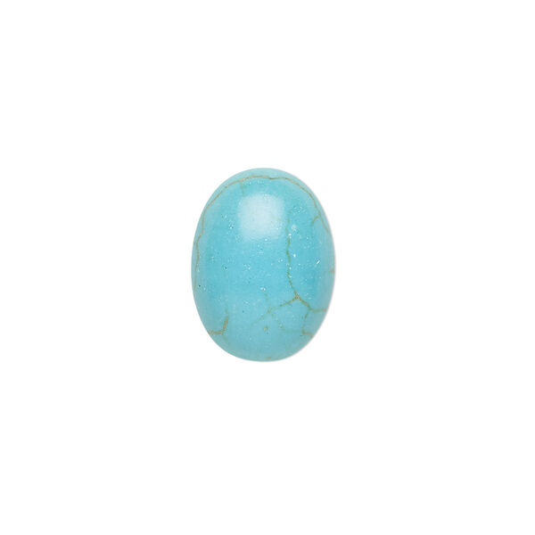 Cabochon, "turquoise" (resin) (imitation), 16x12mm calibrated oval with matrix. Sold per pkg of 2. image number 0