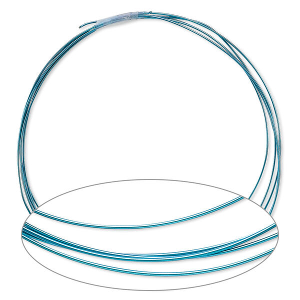 Wire, anodized niobium, teal, half-hard, round, 20 gauge. Sold pkg of 5 feet. image number 0