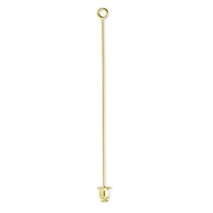 Stick pin, gold-plated brass, 2-1/2 inches with loop and open-ended clutch, 18 gauge. Sold per pkg of 10.
