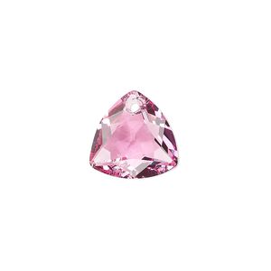 Drop 24pk rose, Swarovski® 14.5mm pendant trilliant cut 6434