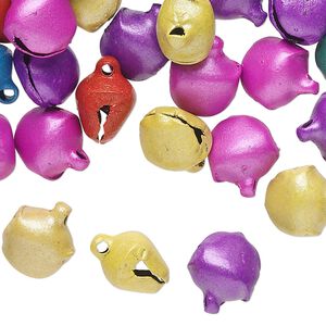 Bell mix, steel, pastel colors, 10mm. Sold per pkg of 100.
